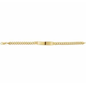 14K Yellow Gold 40 X 8.9 Mm 8 In Polished Men's Curb Identification Bracelet