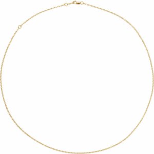 18K Yellow Or White Gold 1.25 mm Rope Adjustable 16-18" Chain
