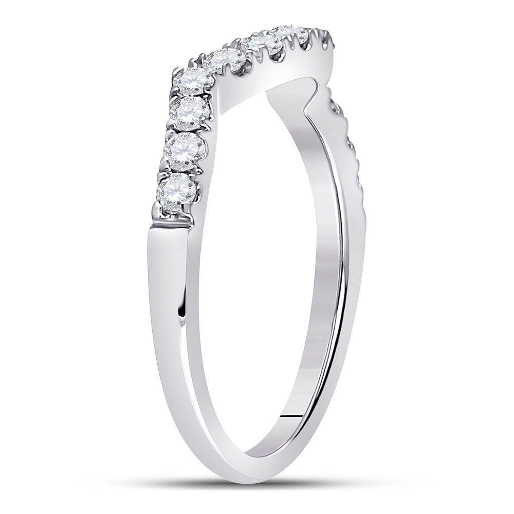 14K White Gold Womens Round Diamond Solitaire Enhancer Wedding Band 1/2 Cttw, Womens Size: 5-10