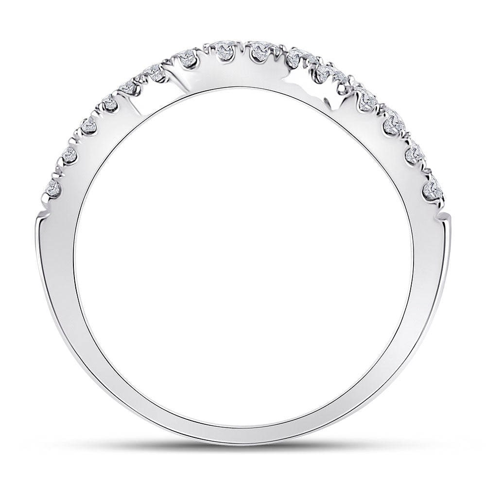 14K White Gold Womens Round Diamond Solitaire Enhancer Wedding Band 1/2 Cttw, Womens Size: 5-10
