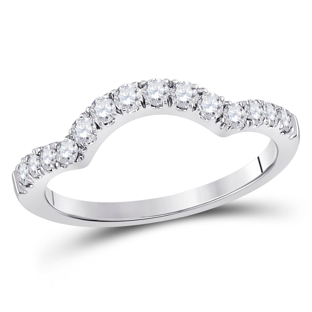 14K White Gold Womens Round Diamond Solitaire Enhancer Wedding Band 1/2 Cttw, Womens Size: 5-10