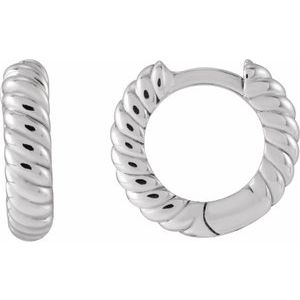 14K Yellow Or White Or Rose Gold Or Sterling Silver Hinged Polished Rope Huggie Earring, Length: 10.53 Mm, Thickness: 2.61 Mm