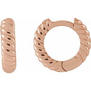 14K Yellow Or White Or Rose Gold Or Sterling Silver Hinged Polished Rope Huggie Earring, Length: 10.53 Mm, Thickness: 2.61 Mm