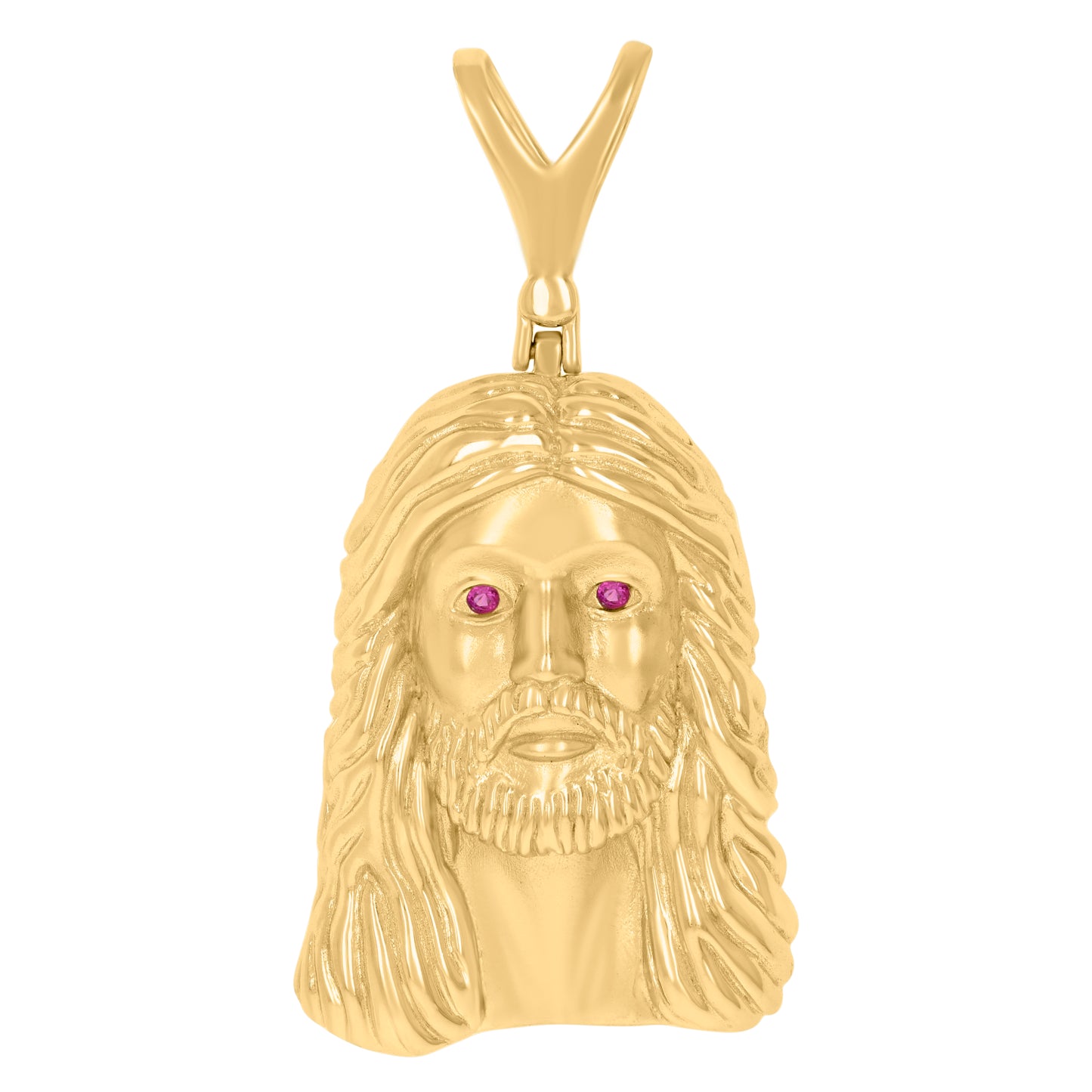 Sterling Silver Mens Purple Cubic-Zirconia Jesus Religious Charm Pendant