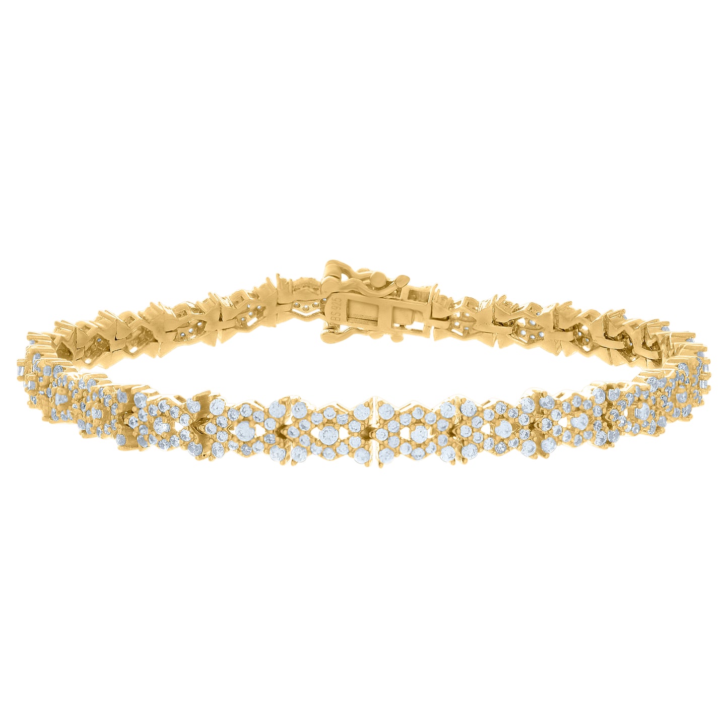 Sterling Silver Womens Cubic-Zirconia Fashion Link Bracelet Size 7 Inches
