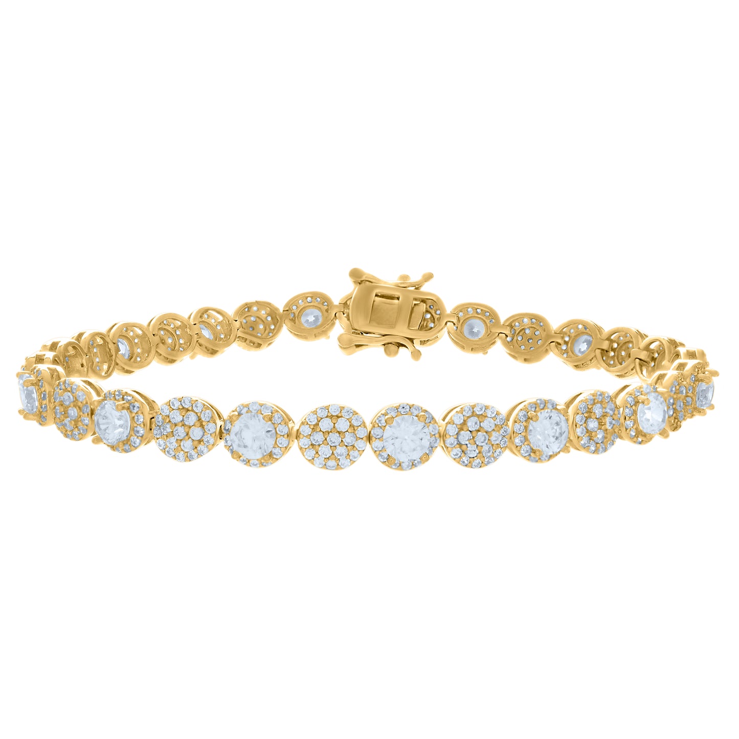 Sterling Silver Womens Cubic-Zirconia Fashion Link Bracelet Size 7 Inches