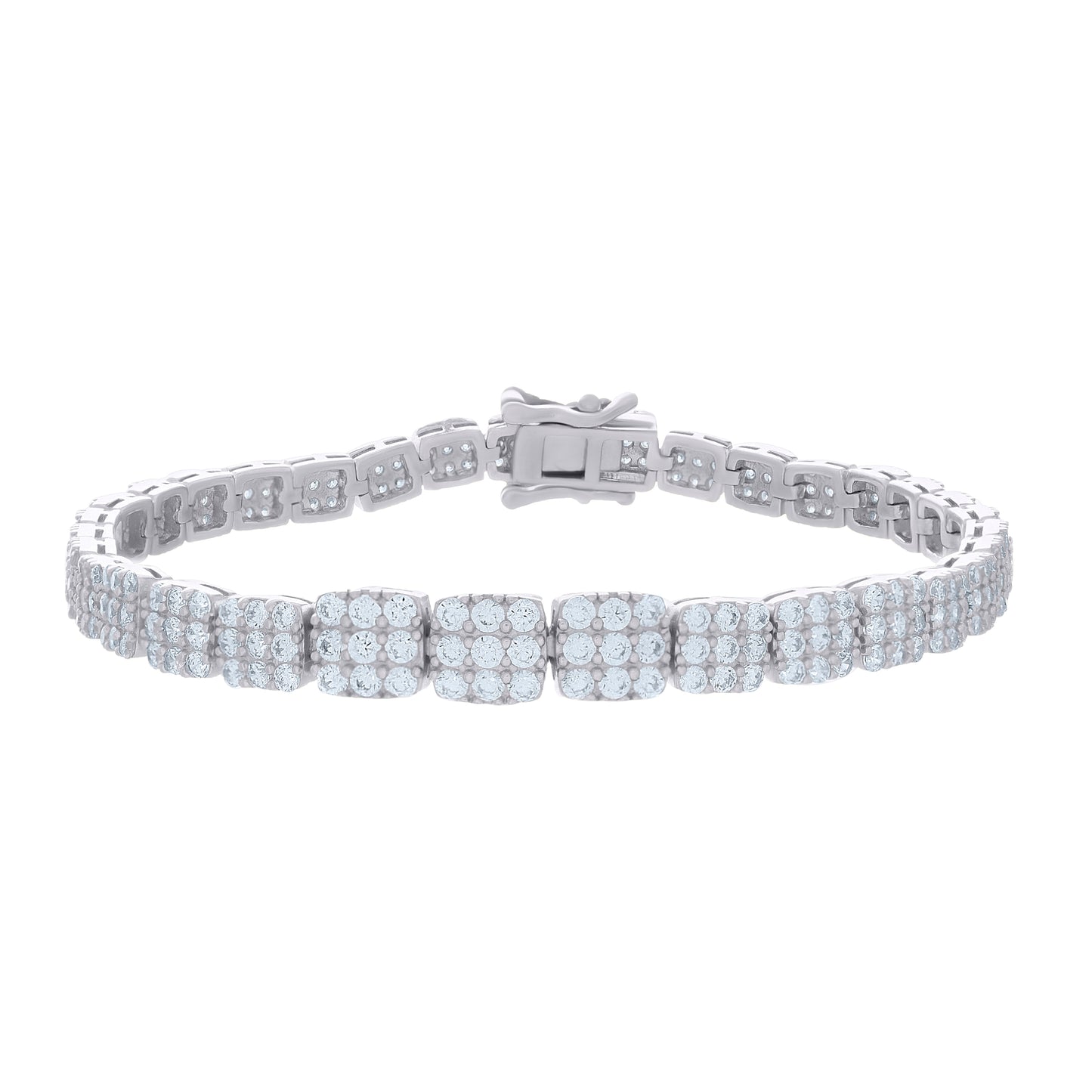 Sterling Silver Womens Cubic-Zirconia Fashion Link Bracelet Size 7 Inches
