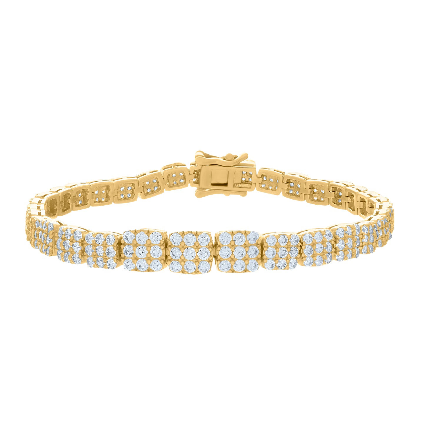 Sterling Silver Womens Cubic-Zirconia Fashion Link Bracelet Size 7 Inches