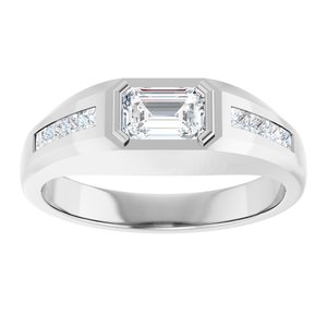 Platinum Emerald Shape 6.15 X 4.5 Mm 9/10 Ctw Lab-Grown Diamond Band Size 10