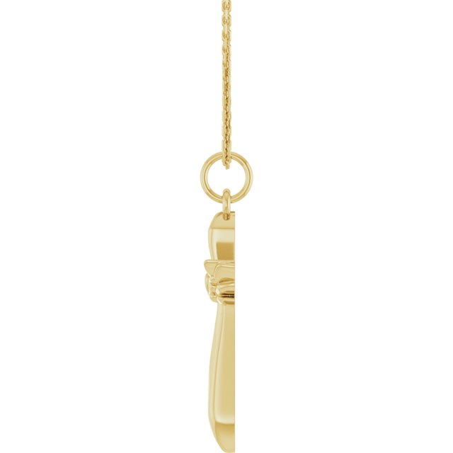14K Yellow Gold 19.9 X 12.5 Mm 18 In Polished Heart Angel Wing Cross Necklace