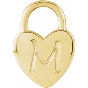 14K Yellow Gold 8.5 X 6 Mm Polished Engravable Heart-Shaped Lock Pendant