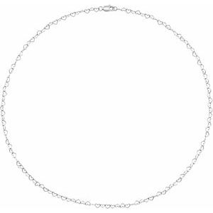 Sterling Silver Lobster Clasp Heart Chain, Length: 7 In, Width: 3.2 Mm