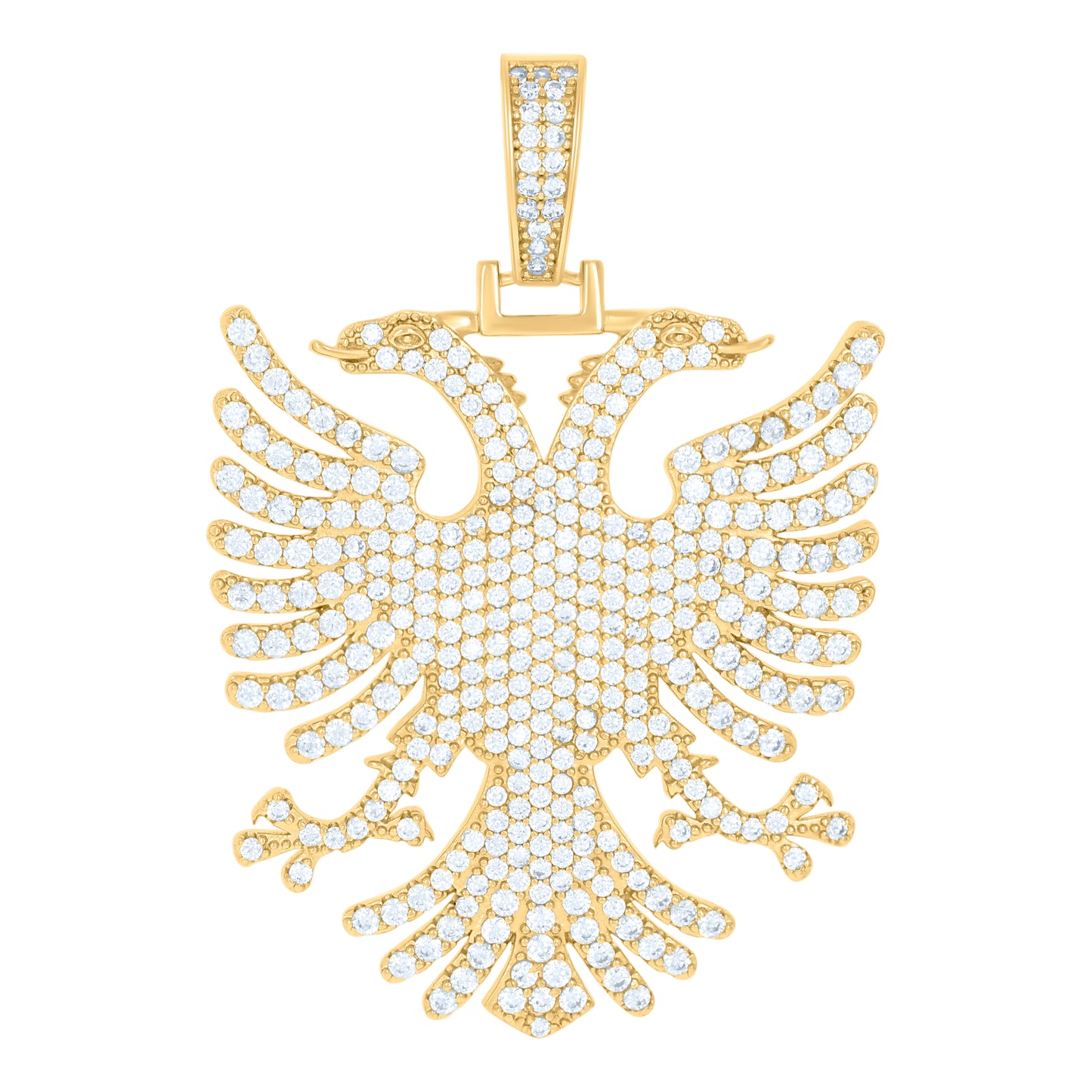 Sterling Silver Men Cubic-Zirconia Eagle Bird Patriotic Charm Pendant