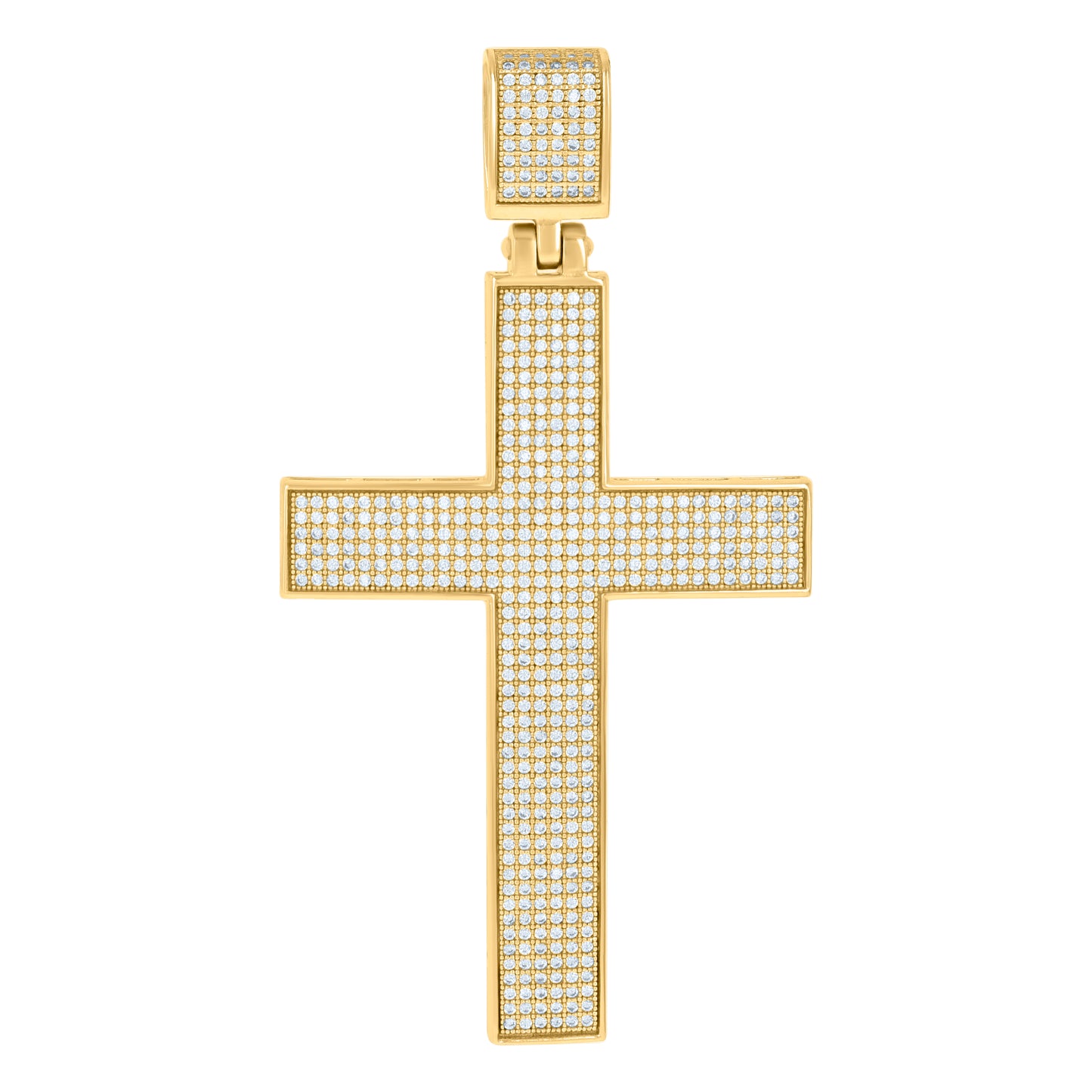 Sterling Silver Mens Cubic-Zirconia Cross Religious Charm Pendant