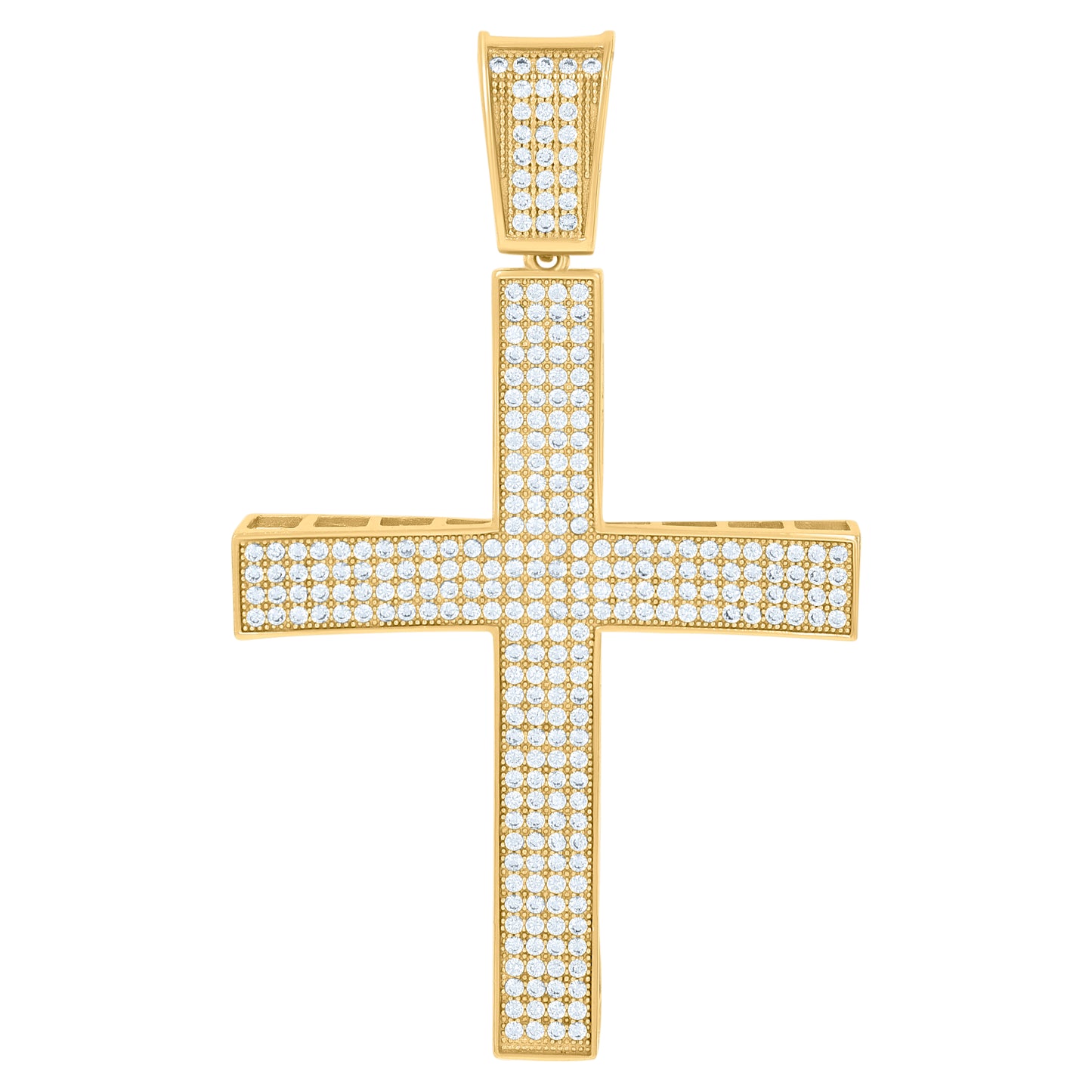 Sterling Silver Mens Cubic-Zirconia Cross Religious Charm Pendant
