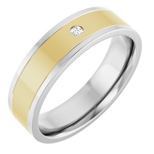 14K White/Yellow Gold 6 Mm Si2-Si3, G-H Polished .03 Ct Natural Diamond Flat Band Size 9