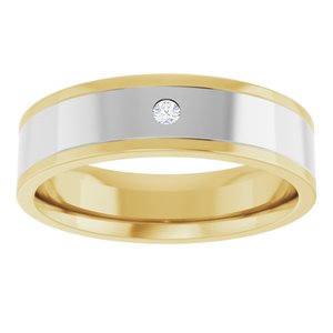 14K Yellow/White Gold 6 Mm Si2-Si3, G-H Polished .03 Ct Natural Diamond Flat Band Size 10