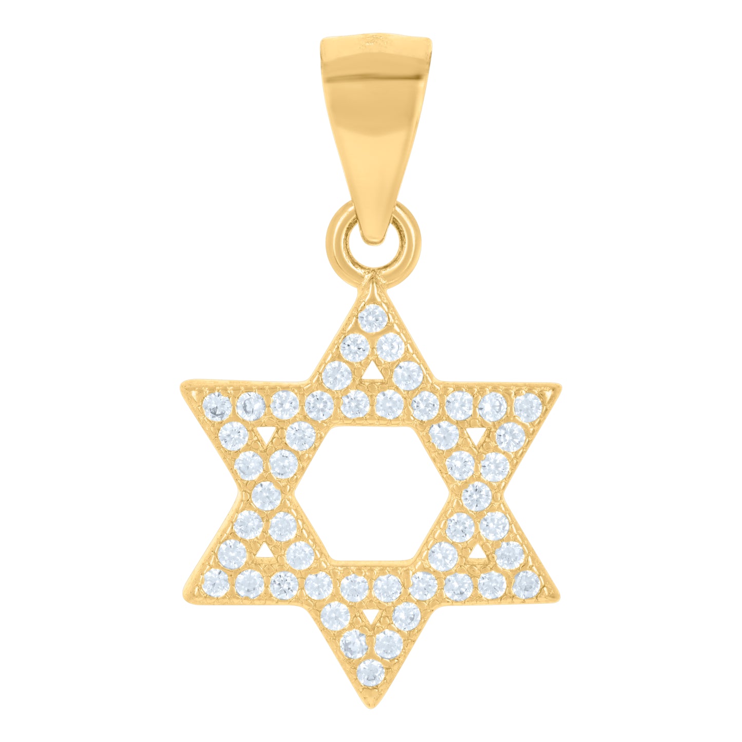 Sterling Silver Unisex Cubic-Zirconia Star Of David Religious Symbol Charm Pendant