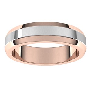 14K Rose/White Gold 5 Mm Beveled Edge Band Size 8.5