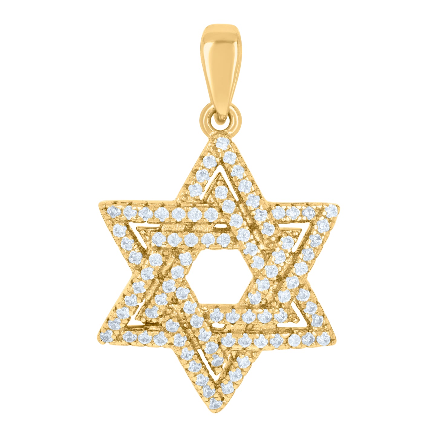 Sterling Silver Mens Cubic-Zirconia Star Of David Symbol Religious Charm Pendant