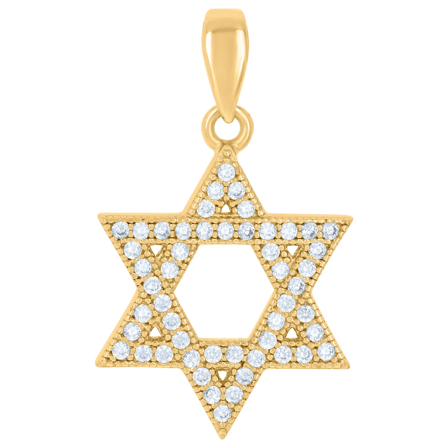 Sterling Silver Mens Cubic Zirconia Star Of David Religious Charm Pendant