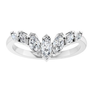 Platinum Marquise 5 X 2.5 Mm Polished 1/2 Ctw Natural Diamond Contour Band Size 7