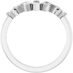 Platinum Marquise 5 X 2.5 Mm Polished 1/2 Ctw Natural Diamond Contour Band Size 7