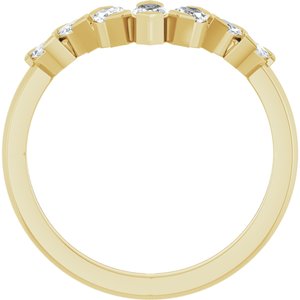 14K Yellow Gold Marquise 5 X 2.5 Mm Polished 1/2 Ctw Natural Diamond Contour Band Size 7