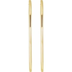 14K Yellow Gold Pair Round Tube Hoop Earrings, Length: 60 Mm, Thickness: 2 Mm
