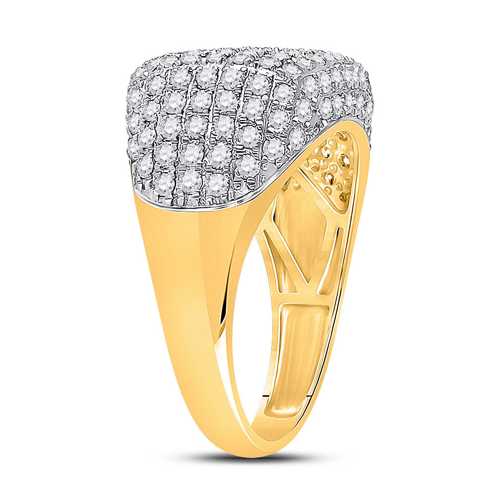 10K Yellow Gold Mens Round Diamond Fashion Ring 2-1/4 Cttw, Mens Size: 7-13