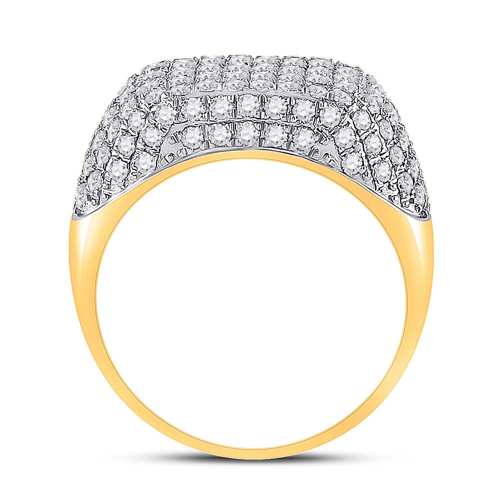 10K Yellow Gold Mens Round Diamond Fashion Ring 2-1/4 Cttw, Mens Size: 7-13