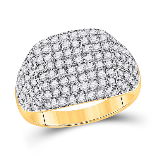 10K Yellow Gold Mens Round Diamond Fashion Ring 2-1/4 Cttw, Mens Size: 7-13