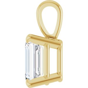 14K Yellow Gold Emerald 6 X 4Mm Ghi Si1 1/2 Ct Natural Diamond 4-Prong Solitaire Pendant