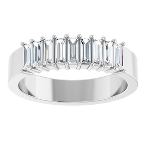 14K White Gold Straight Baguette 4 X 1.5 Mm Polished 1/2 Ctw Lab-Grown Diamond Anniversary Band Size 7