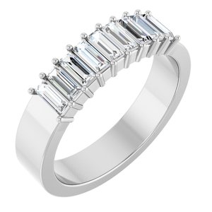 14K White Gold Straight Baguette 4 X 1.5 Mm Polished 1/2 Ctw Lab-Grown Diamond Anniversary Band Size 7