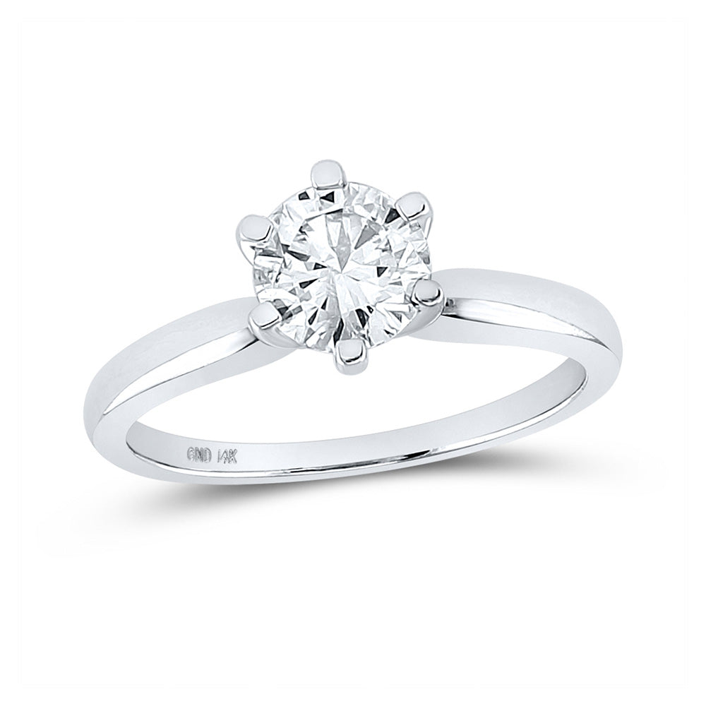 14K White Gold Womens Round Diamond Solitaire Bridal Wedding Engagement Ring 1 Cttw, Womens Size: 5-10