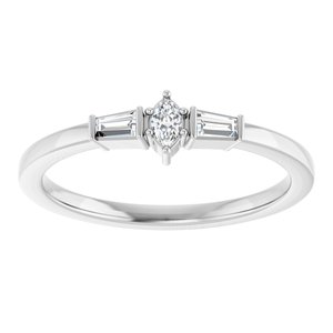 14K White Gold Natural Diamond Marquise 3.5 X 2 Mm Natural Diamond Polished 1/6 Ctw Natural Diamond Stackable Ring Size 7