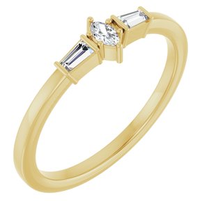 14K Yellow Gold Natural Diamond Marquise 3.5 X 2 Mm Natural Diamond Polished 1/6 Ctw Natural Diamond Stackable Ring Size 7
