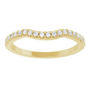 14K Yellow Gold Round 1.3 Mm Polished 1/4 Ctw Natural Diamond Contour Band Size 7