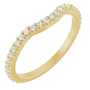 14K Yellow Gold Round 1.3 Mm Polished 1/4 Ctw Lab Grown Diamond Contour Band Size 7