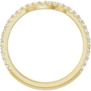 14K Yellow Gold Round 1.3 Mm Polished 1/4 Ctw Natural Diamond Contour Band Size 7