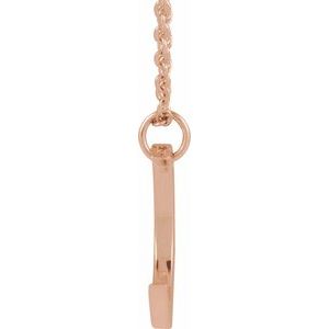 14K Rose Gold Round 1.3 Mm G-H I1 .01 Ct Natural Diamond Accented Crescent Moon Necklace, Length: 18 In