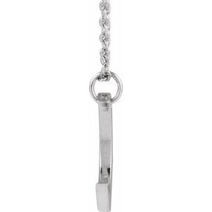 14K White Gold Round 1.3 Mm G-H I1 .01 Ct Natural Diamond Accented Crescent Moon Necklace, Length: 18 In