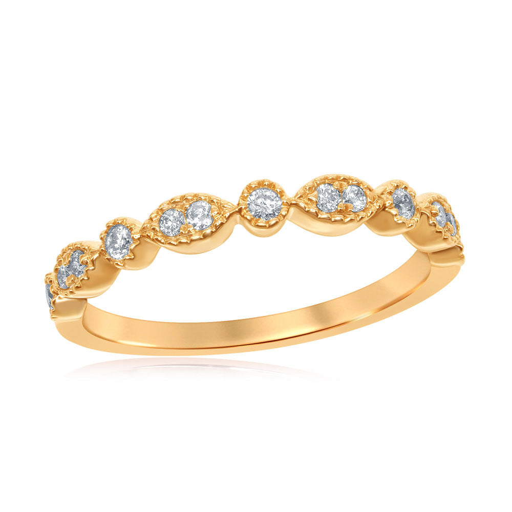 14K Yellow Or White Or Rose Gold Womens Round Diamond Milgrain Stackable Band Ring , Womens Size: 5-10