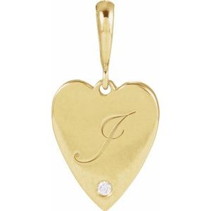 14K Yellow Gold Round 1.3Mm G-H I1 .01 Ct Natural Diamond Heart Pendant