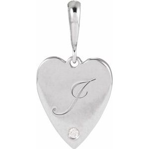 14K White Gold Round 1.3Mm G-H I1 .01 Ct Natural Diamond Heart Pendant