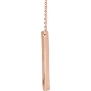 14K Yellow Or White Or Rose Gold Or Sterling Silver 16-18 In Polished Engravable Three-Sided Bar Necklace