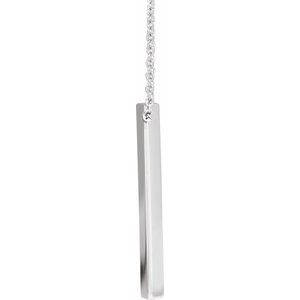 14K Yellow Or White Or Rose Gold Or Sterling Silver 16-18 In Polished Engravable Three-Sided Bar Necklace