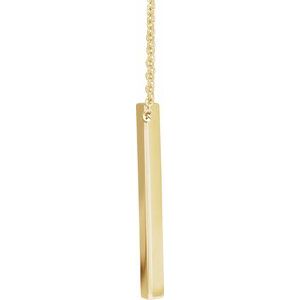 14K Yellow Or White Or Rose Gold Or Sterling Silver 16-18 In Polished Engravable Three-Sided Bar Necklace