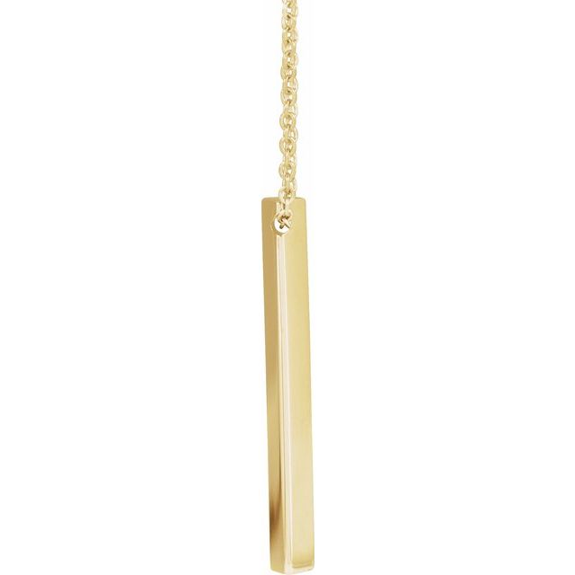 14K Yellow Or White Or Rose Gold Or Sterling SIlver 16-18 In Polished Engravable Vertical Bar Necklace